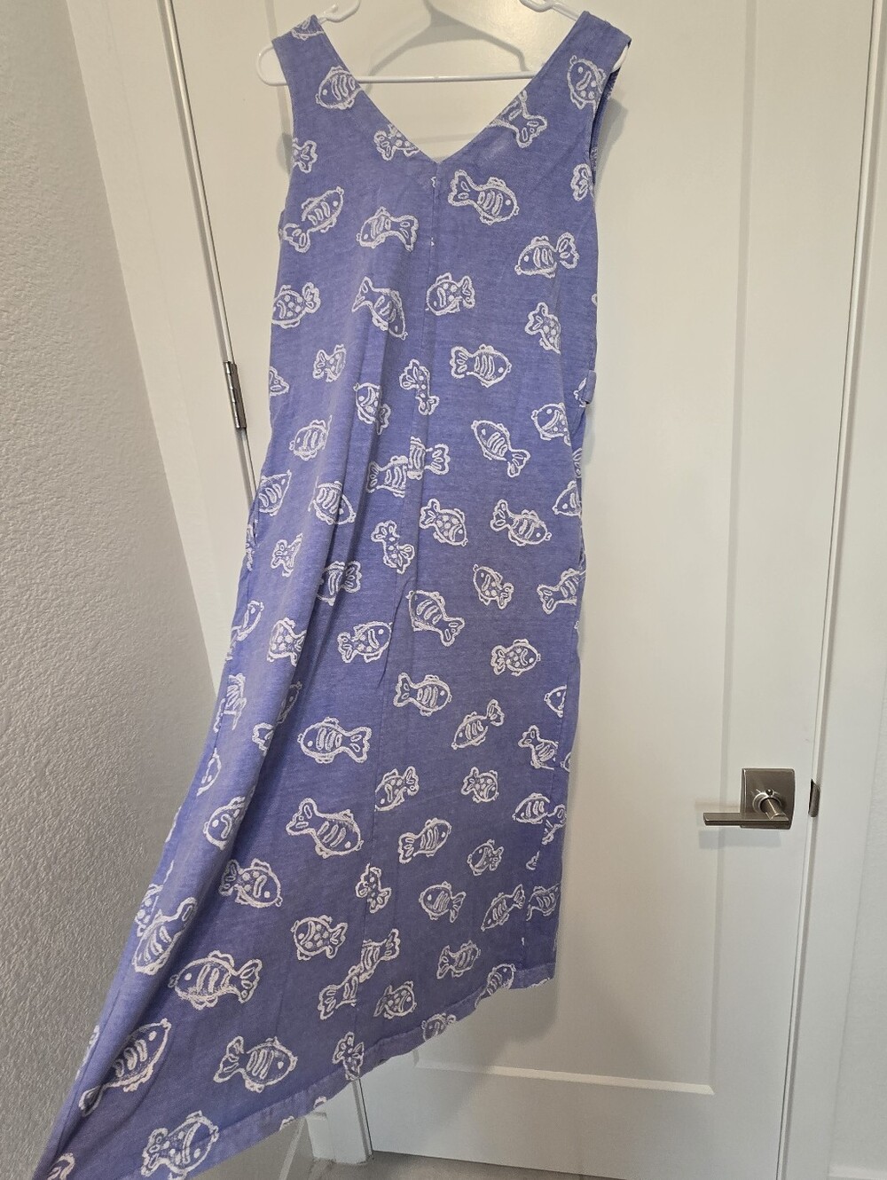 Fresh Produce Vintage Purple Fish Print Sleeveless Midi Tank Dress 100% Cotton